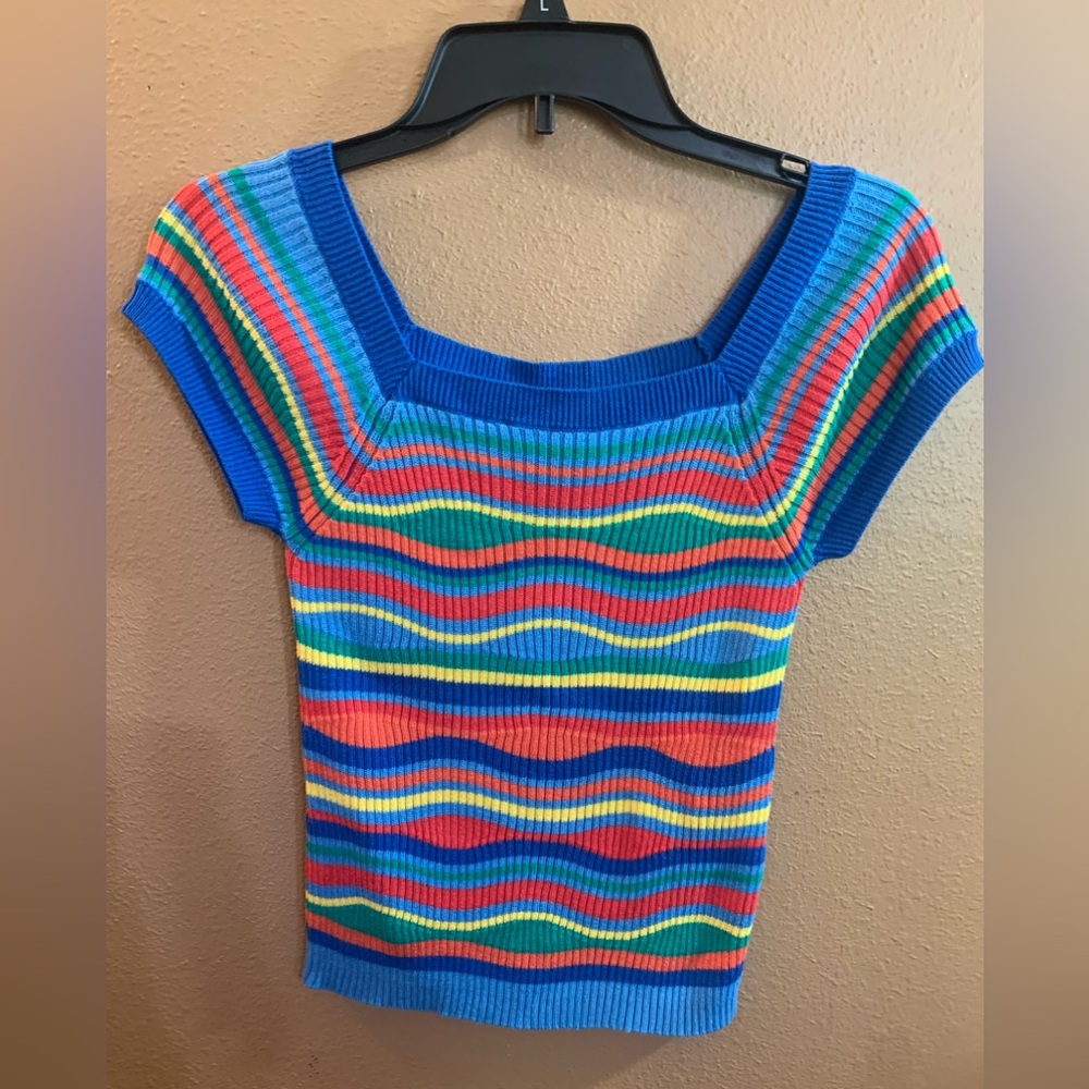 MOTHER So Knotty Colorful Striped Knit Top - 12 NWT